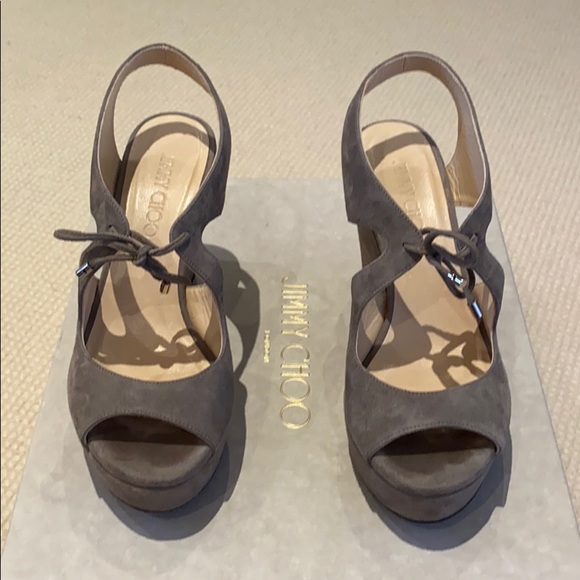 Jimmy Choo Shoes - Jimmy Choo Grey Suede Wedge